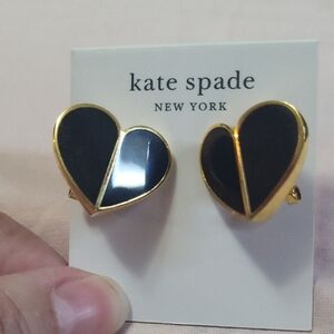 Kate Spade Black and Gold Heart Earrings